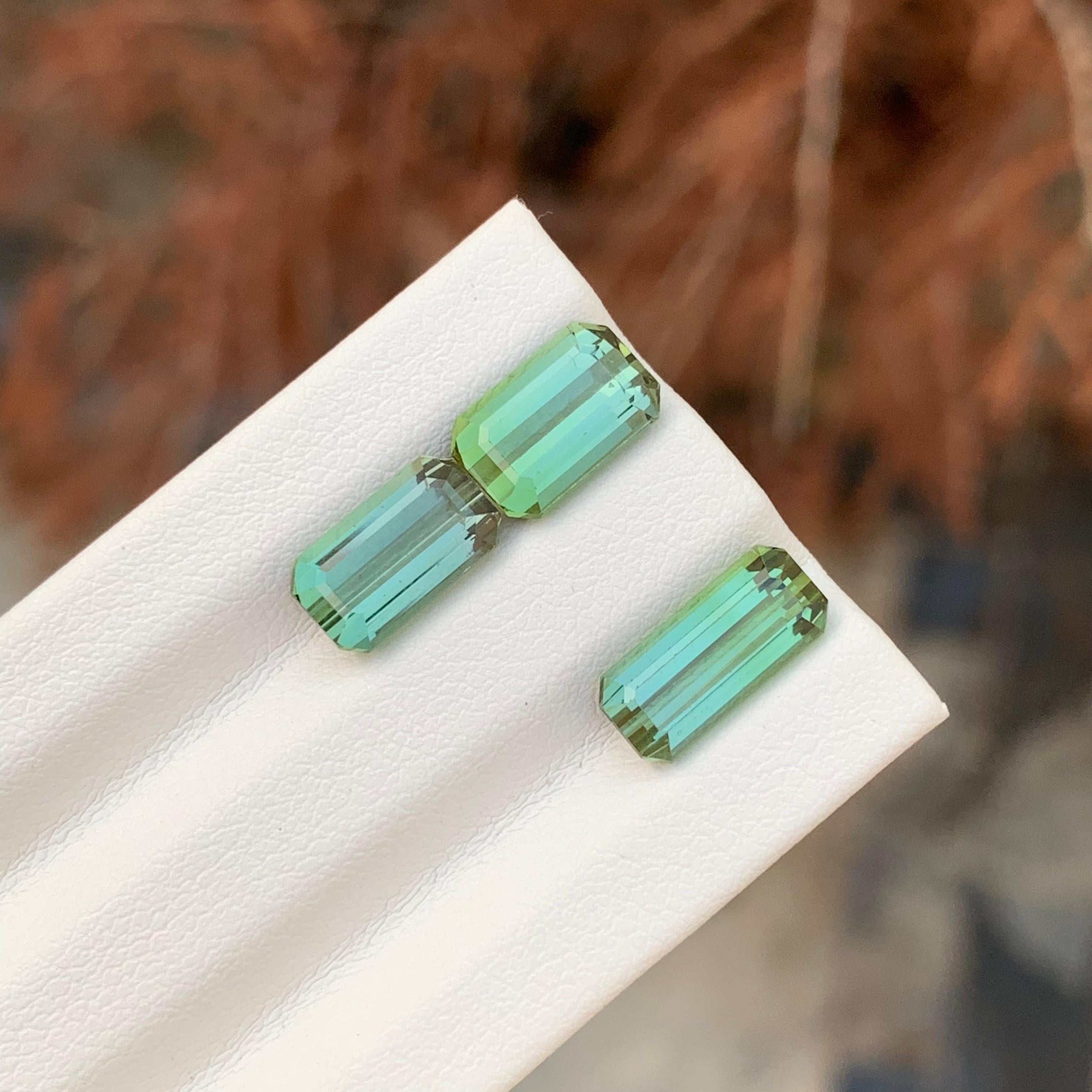 Arts and Crafts 6.15 Carat Natural Faceted Green Tourmaline Emerald Shape Gemstone (Tourmaline verte à facettes en forme d'émeraude) en vente