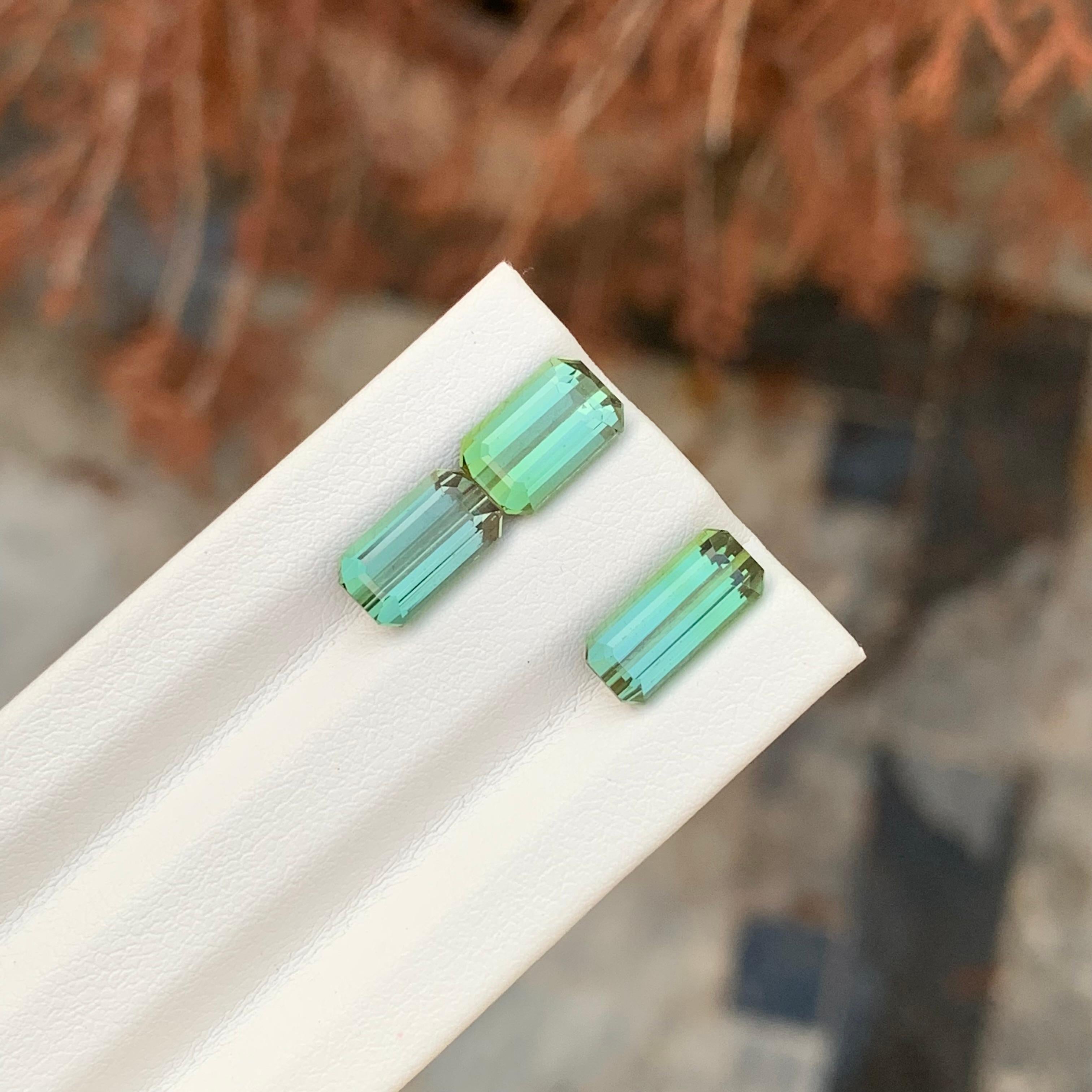 6.15 Carat Natural Faceted Green Tourmaline Emerald Shape Gemstone (Tourmaline verte à facettes en forme d'émeraude) en vente 2