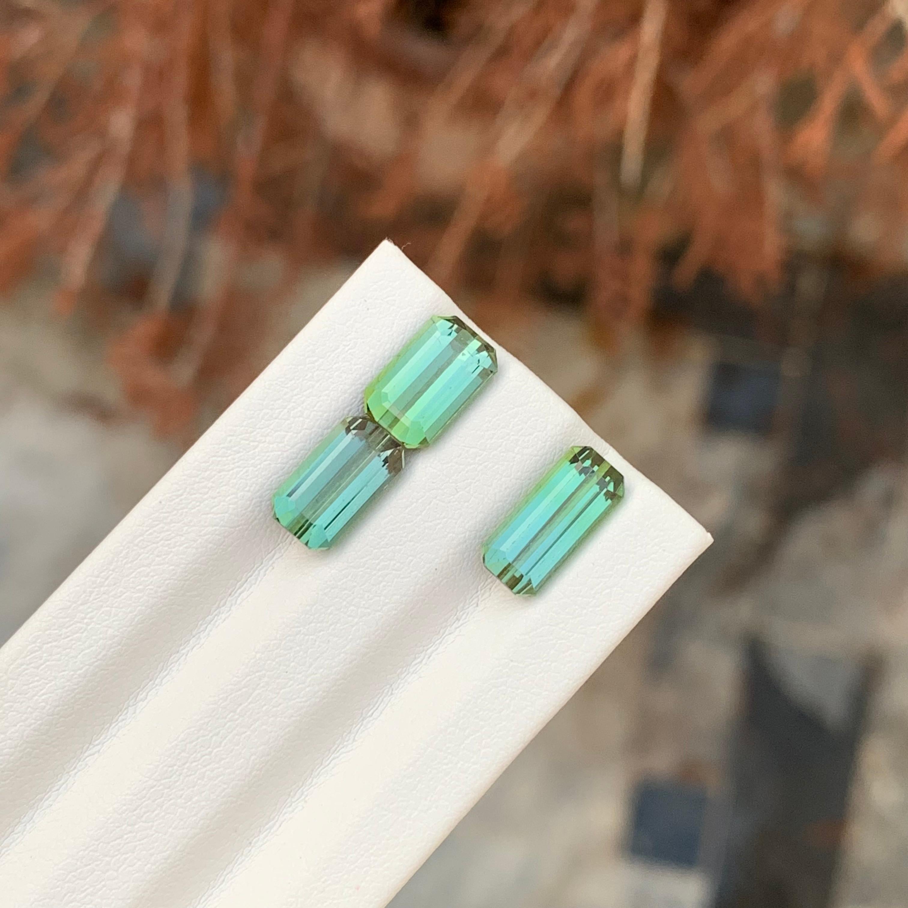 6.15 Carat Natural Faceted Green Tourmaline Emerald Shape Gemstone (Tourmaline verte à facettes en forme d'émeraude) en vente 3