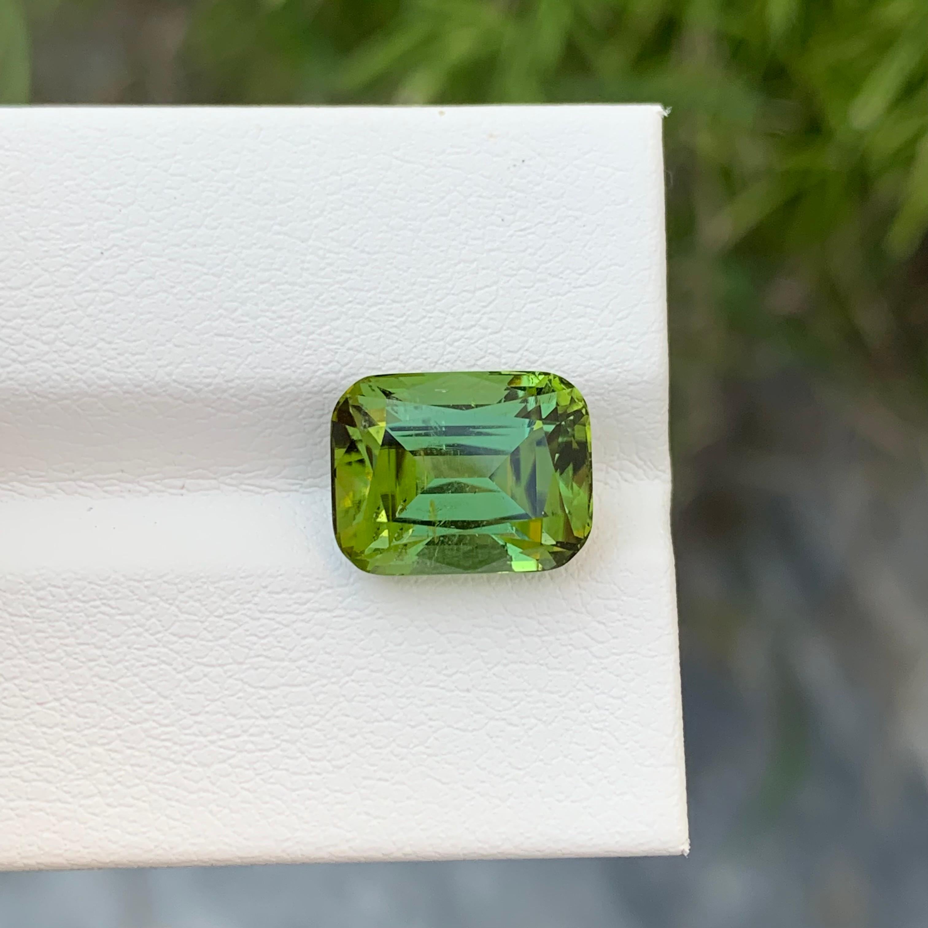 Emerald Cut 6.15 Carat Natural Loose Green Tourmaline With Lagoon Shade Emerald Shape Gem For Sale
