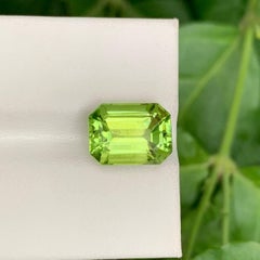 6.15 Carat Natural Loose Green Peridot Emerald Cut Natural Pakistani Gemstone