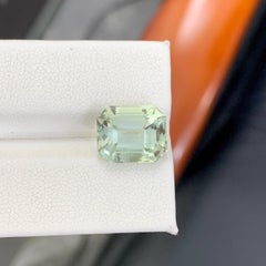 6.15 Carat Natural Loose Greenish Amethyst Stone Emerald Cut African Gemstone