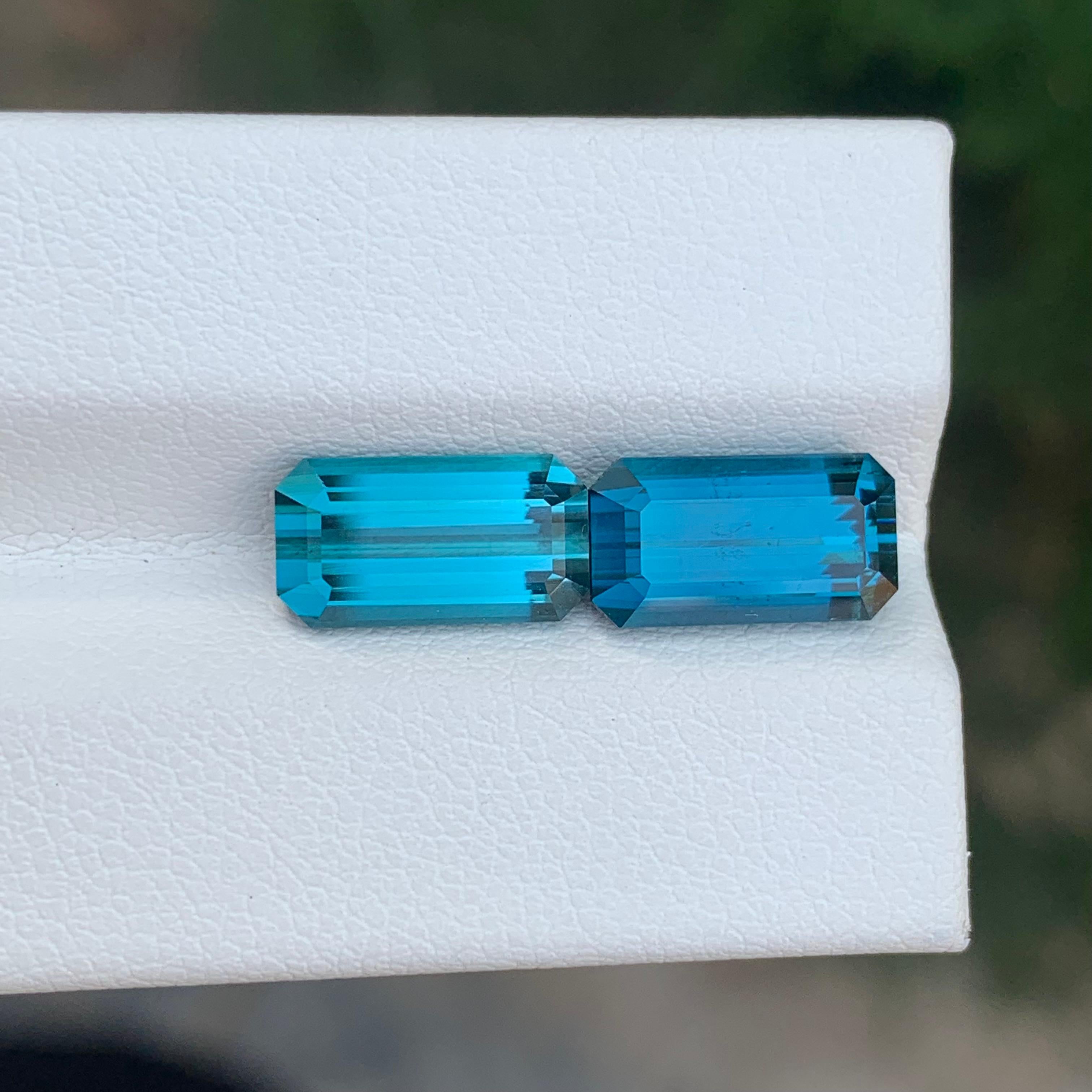 6.15 Carat Natural Loose Indicolite Tourmaline Pair Emerald Shape Gemstone (pierre précieuse en forme d'émeraude) en vente 4