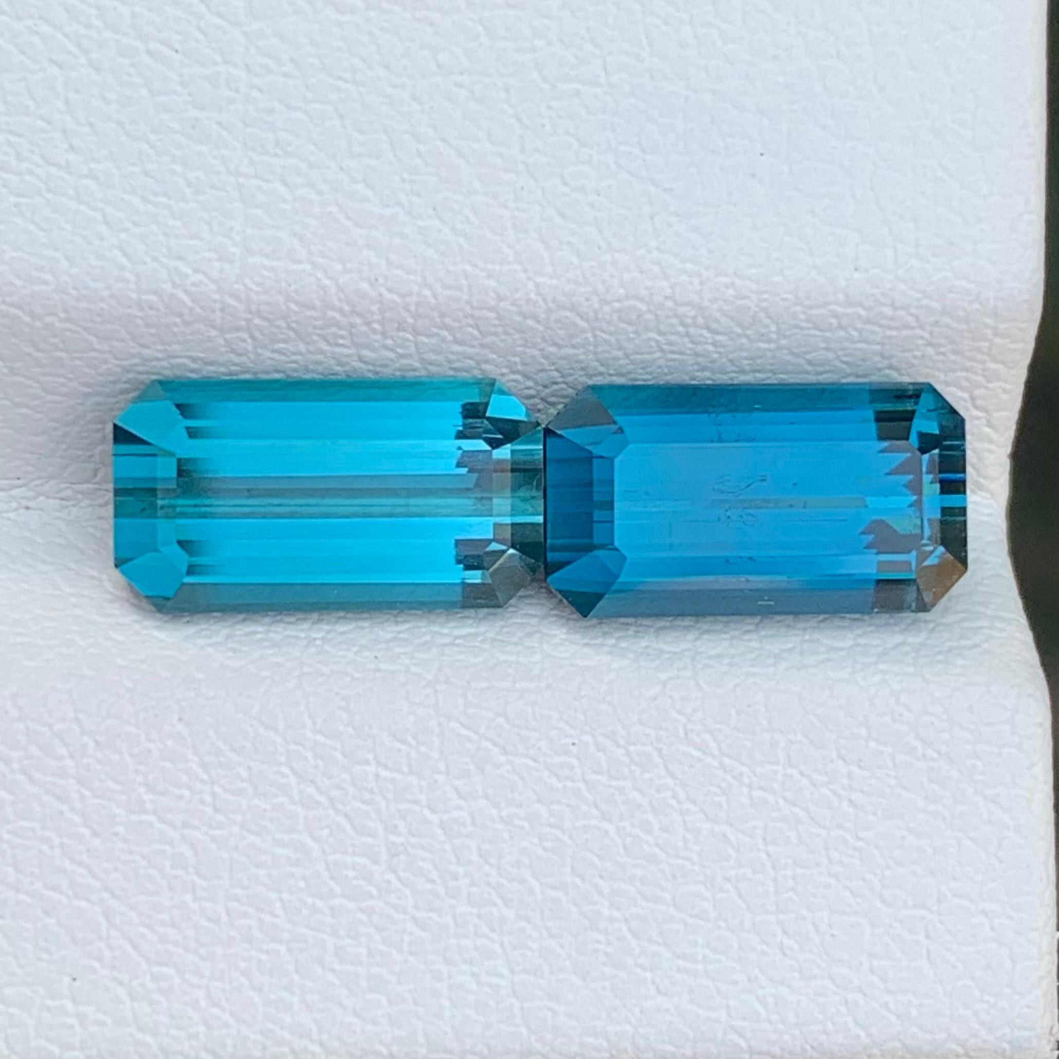 6.15 Carat Natural Loose Indicolite Tourmaline Pair Emerald Shape Gemstone (pierre précieuse en forme d'émeraude) en vente 5