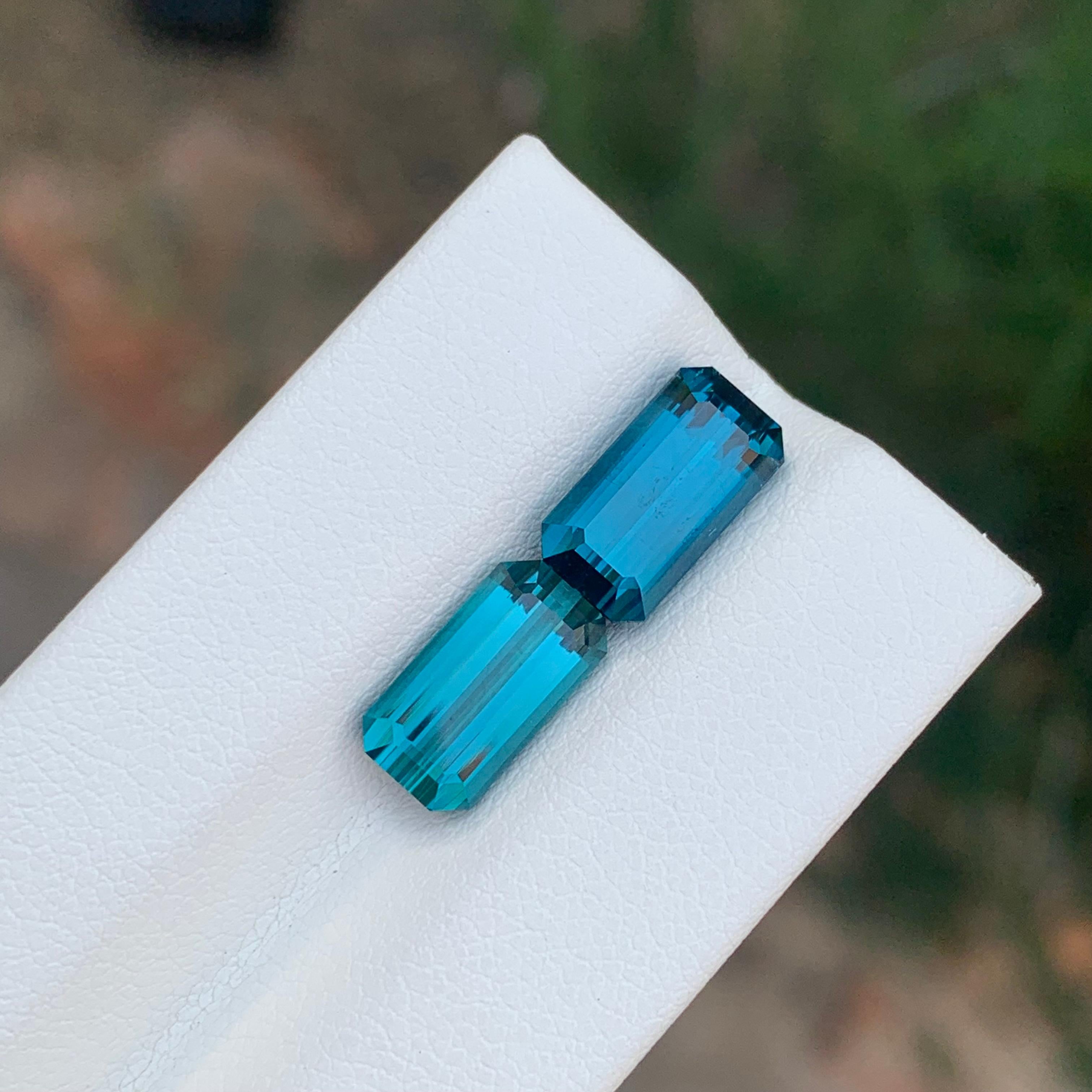 6.15 Carat Natural Loose Indicolite Tourmaline Pair Emerald Shape Gemstone (pierre précieuse en forme d'émeraude) Neuf - En vente à Peshawar, PK