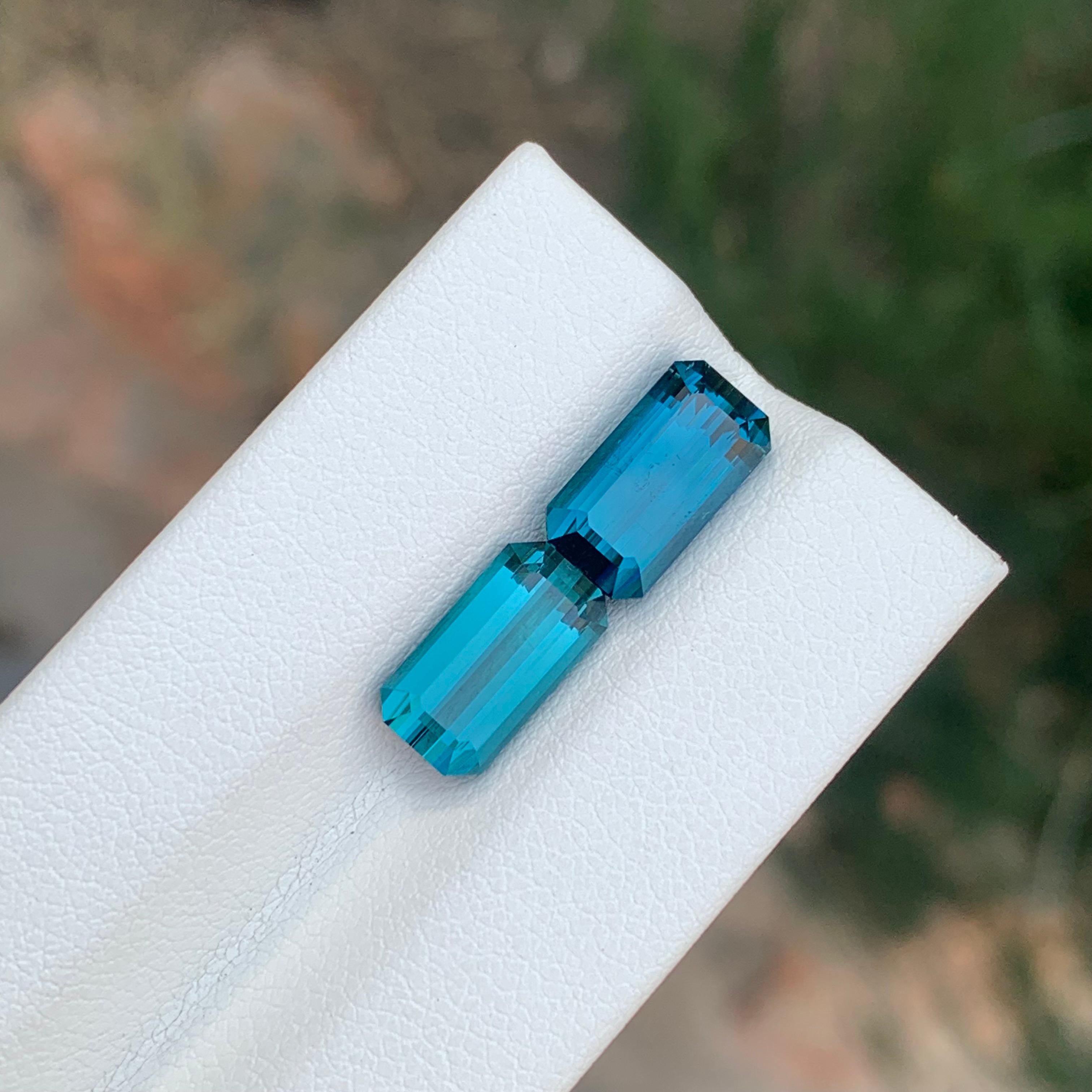 6.15 Carat Natural Loose Indicolite Tourmaline Pair Emerald Shape Gemstone (pierre précieuse en forme d'émeraude) Unisexe en vente