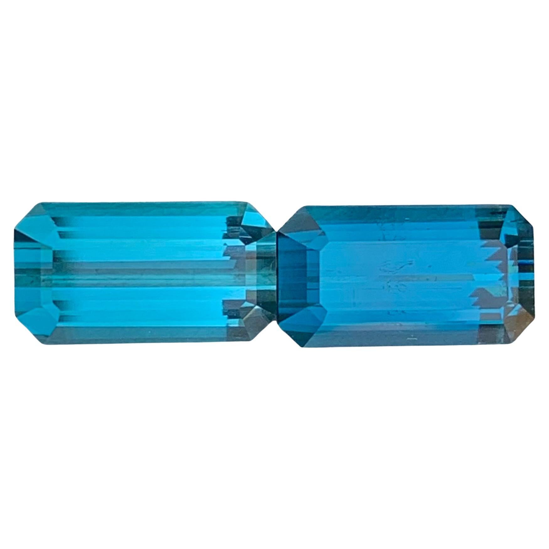 6.15 Carat Natural Loose Indicolite Tourmaline Pair Emerald Shape Gemstone (pierre précieuse en forme d'émeraude)