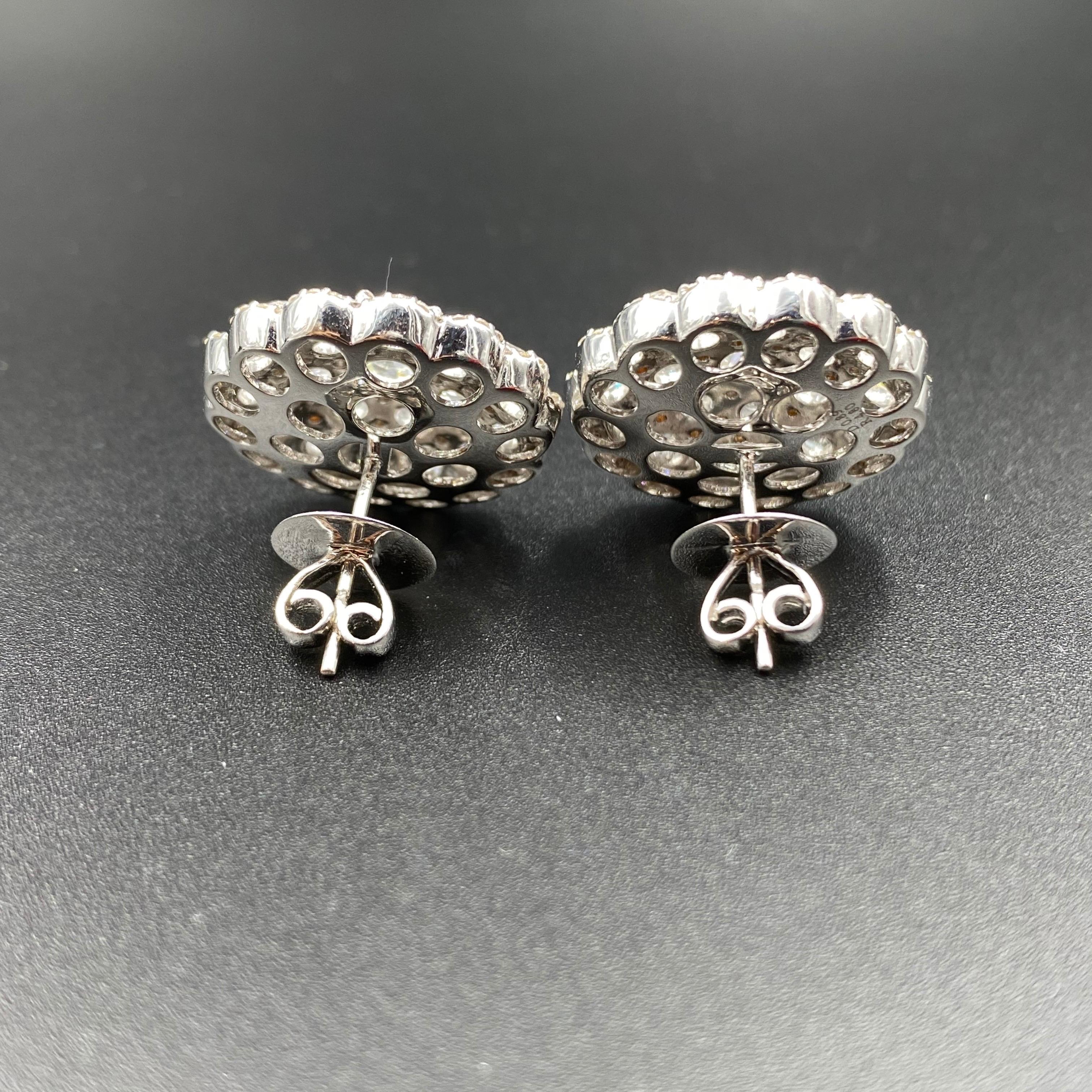 6.15 Carat Rose Cut and Round Diamond Statement Dome Shaped Earrings In New Condition For Sale In New York, NY