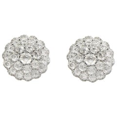 6.15 Carat Rose Cut and Round Diamond Statement Dome Shaped Earrings