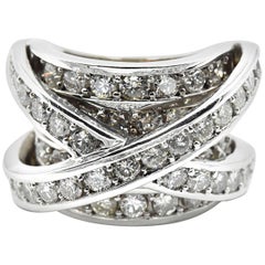 6.15 Carat Round Brilliant Diamond Cross over Ring 14 Karat White Gold