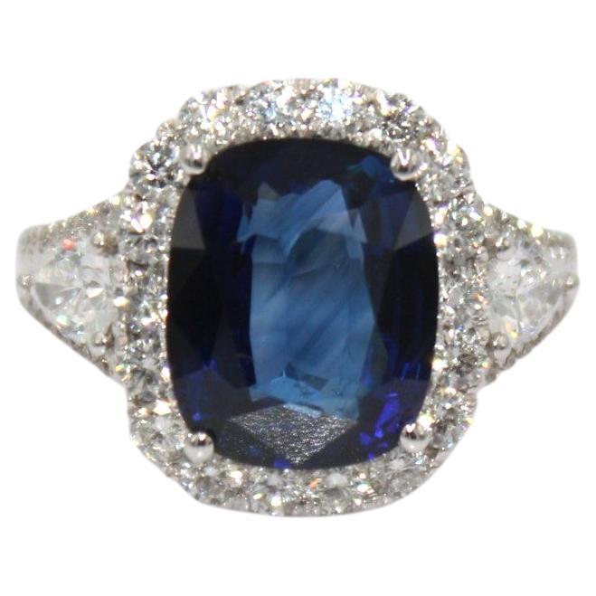 6.15 Carat Sapphire & Diamond Ring For Sale