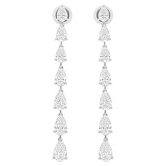 Boucles d'oreilles pendantes en or blanc 14 carats 6.15 carats SI/H diamant poire taille brillant