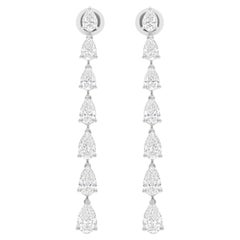 6.15 Carat SI/H Pear Brilliant Cut Diamond Dangle Earrings 14 Karat White Gold