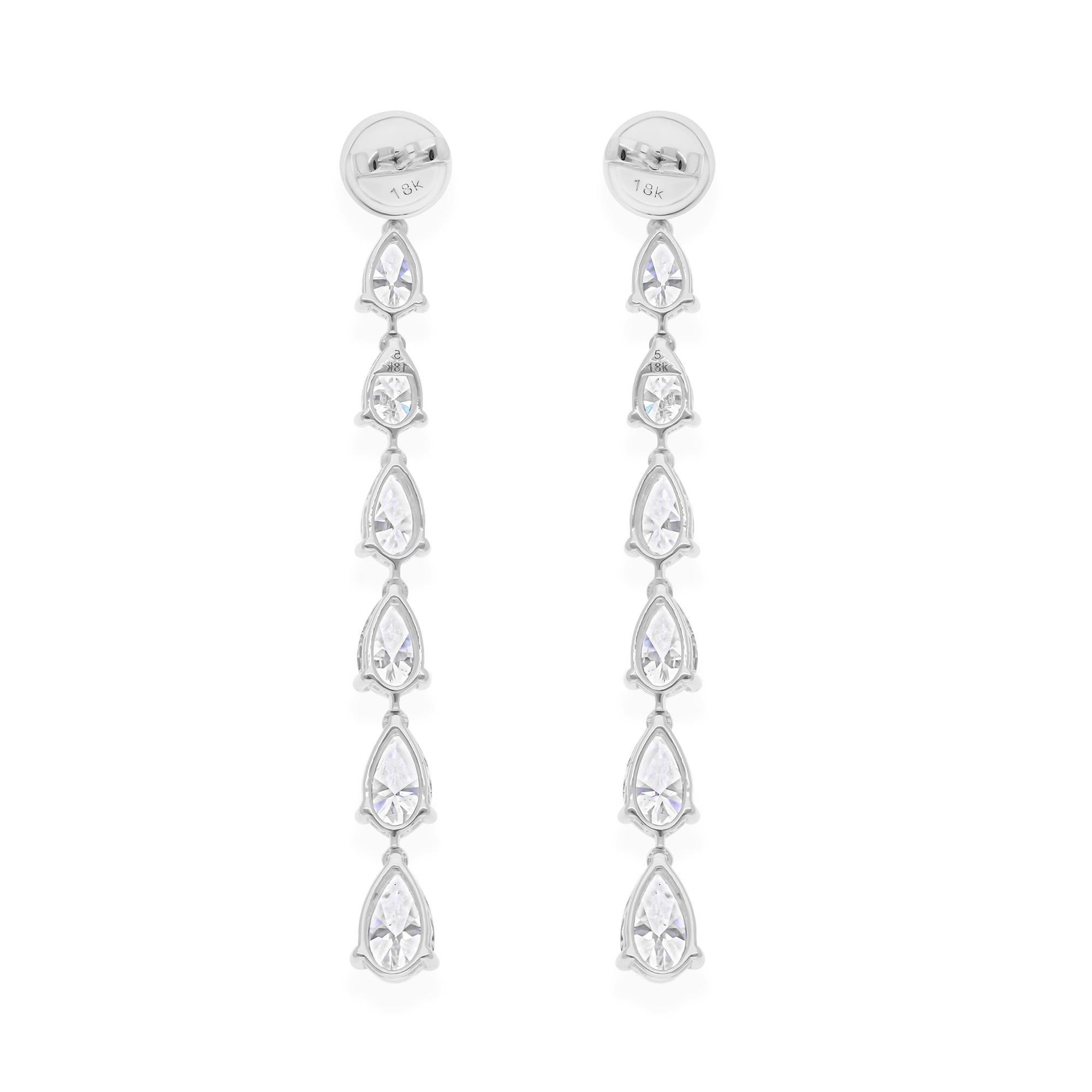 6.15 Carat SI/H Pear Brilliant Cut Diamond Dangle Earrings 18 Karat White Gold In New Condition For Sale In Diera, Dubai