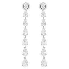 Boucles d'oreilles pendantes en or blanc 18 carats 6.15 carats SI/H diamant taille poire brillant