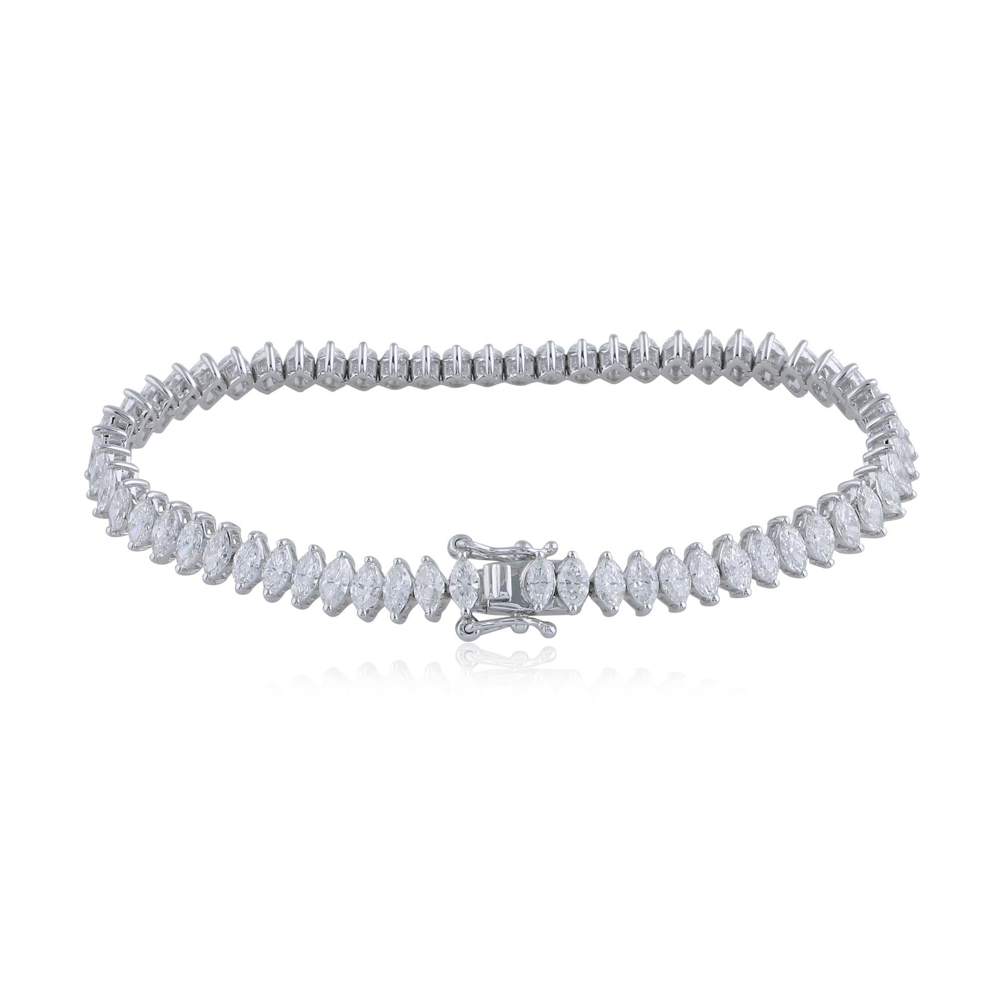 Item Code :- CN-40407
Gross Wt. :- 11.93 gm
18k White Gold Wt. :- 10.70 gm
Diamond Wt. :- 6.15 Ct. ( AVERAGE DIAMOND CLARITY SI1-SI2 & COLOR H-I )
Bracelet Length :- 7 Inches Long
✦ Sizing
.....................
We can adjust most items to fit your