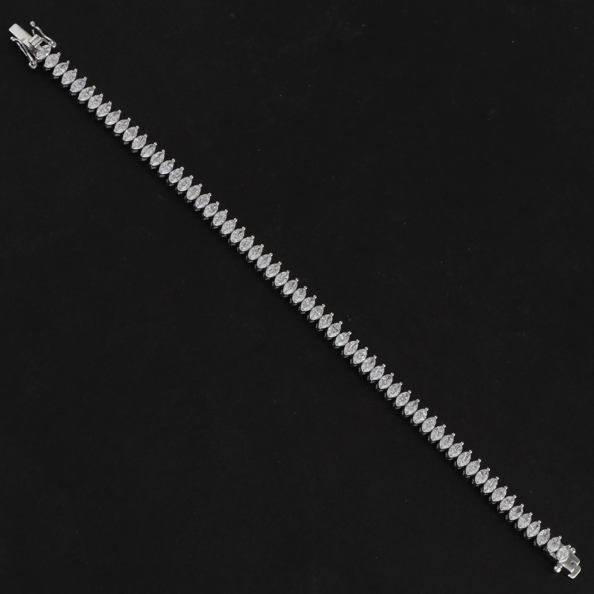 Moderne Bracelet de diamants marquise SI/HI de 6,15 carats en or blanc 18 carats - Bijou fait main en vente
