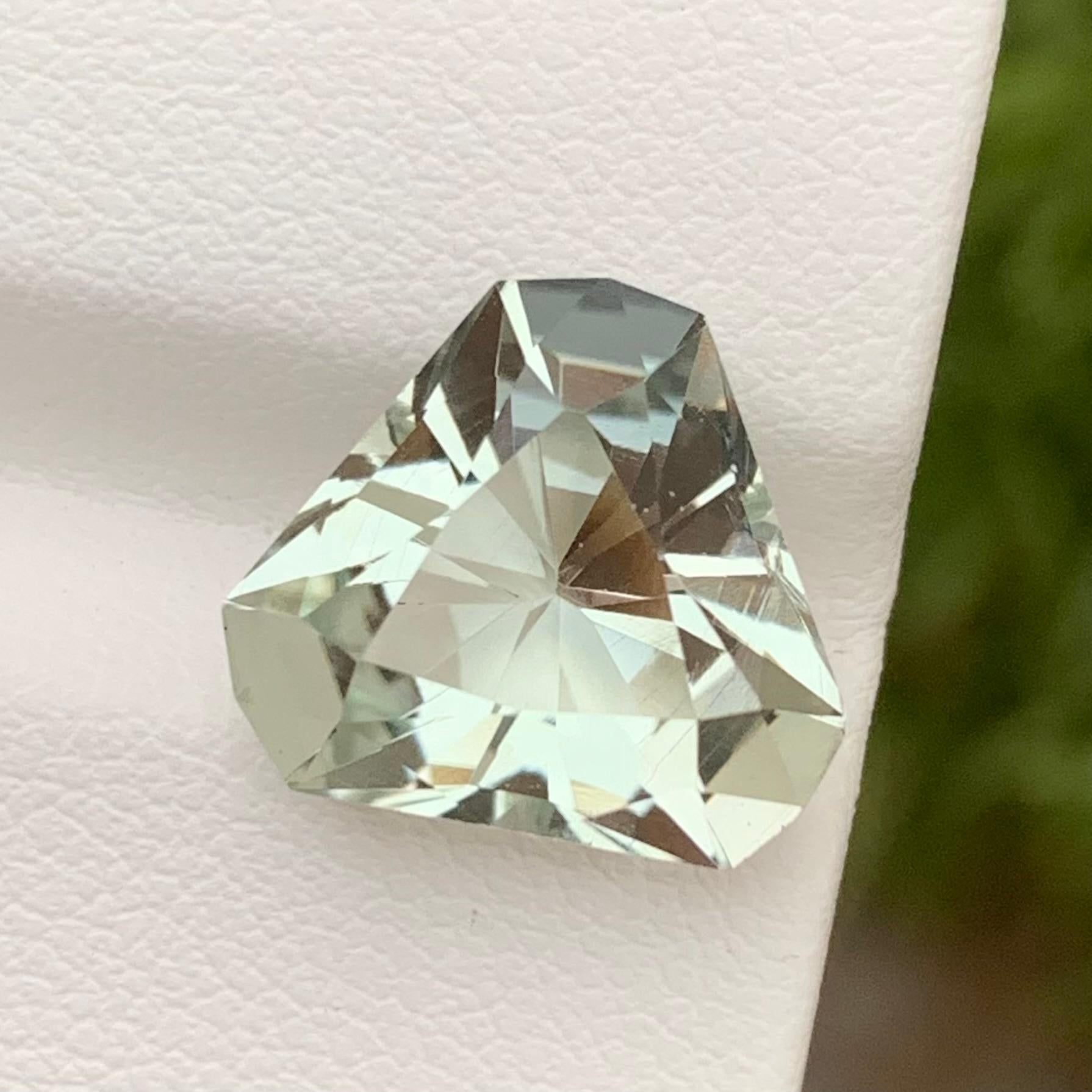 Loose Green Amethyst
Weight: 6.15 Carats
Dimension: 12.2 x 12.1 x 8.1 Mm
Colour: Green
Origin: Brazil
Certificate: On Demand
Shape : Trillion 


Green amethyst, also known as prasiolite, is a captivating gemstone that exudes an enchanting hue of