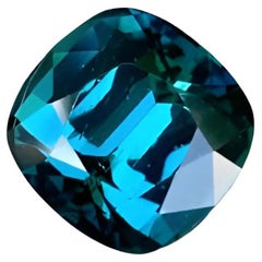 Pierre précieuse afghane naturelle de 6,15 carats, tourmaline bleu lagon, taille coussin
