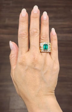 Anillo de Esmeralda Natural y Diamante de 6.15 ct