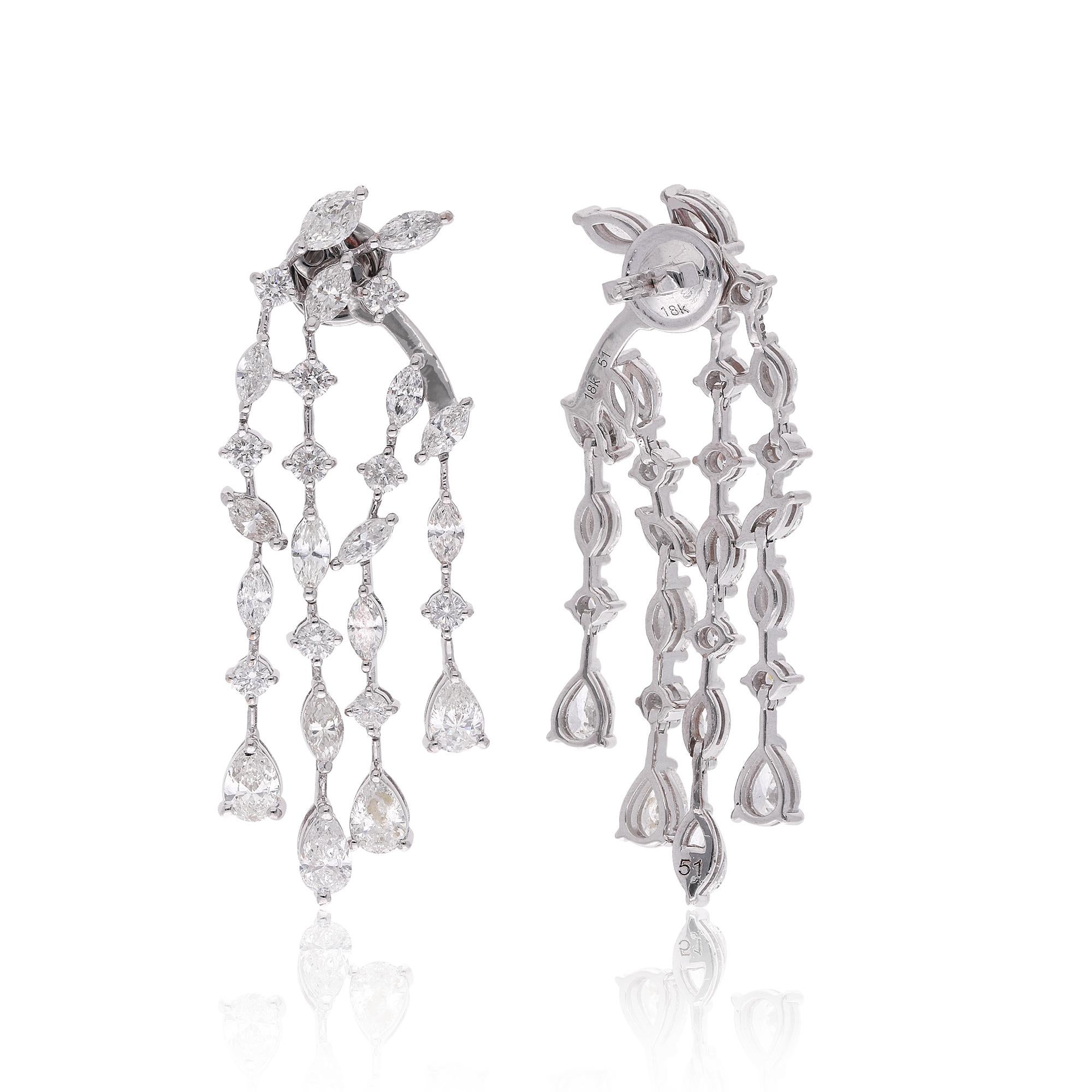 Boucles d'oreilles diamantées, boucles d'oreilles pendantes en or blanc 18k, boucles d'oreilles chandelier de mariage, boucles d'oreilles recto-verso, cadeau de Pâques

Ces délicates boucles d'oreilles en diamant sont une promesse de perfection et