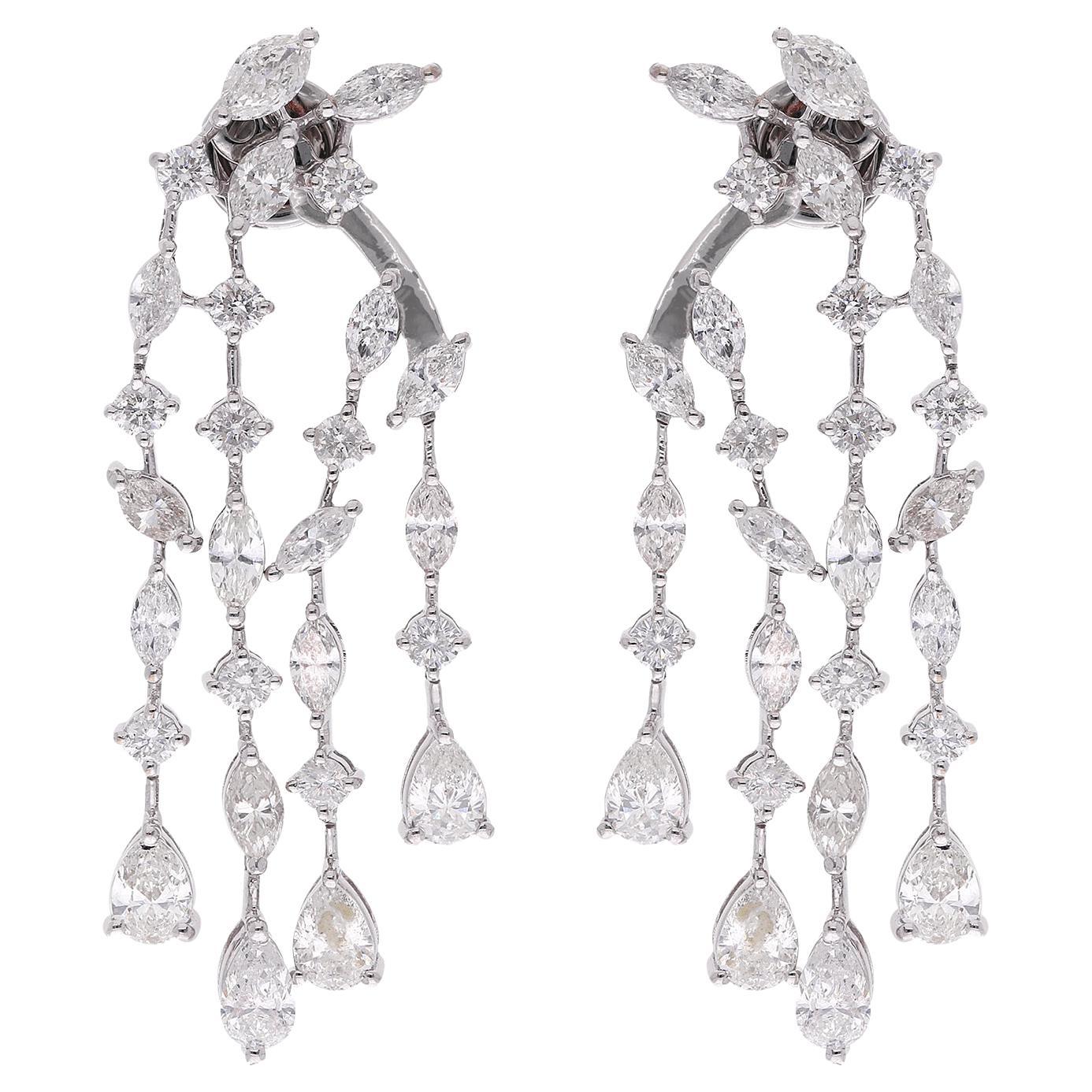 6.15ct SI Clarity HI Color Diamond Jacket Earrings 18 Karat White Gold Jewelry For Sale