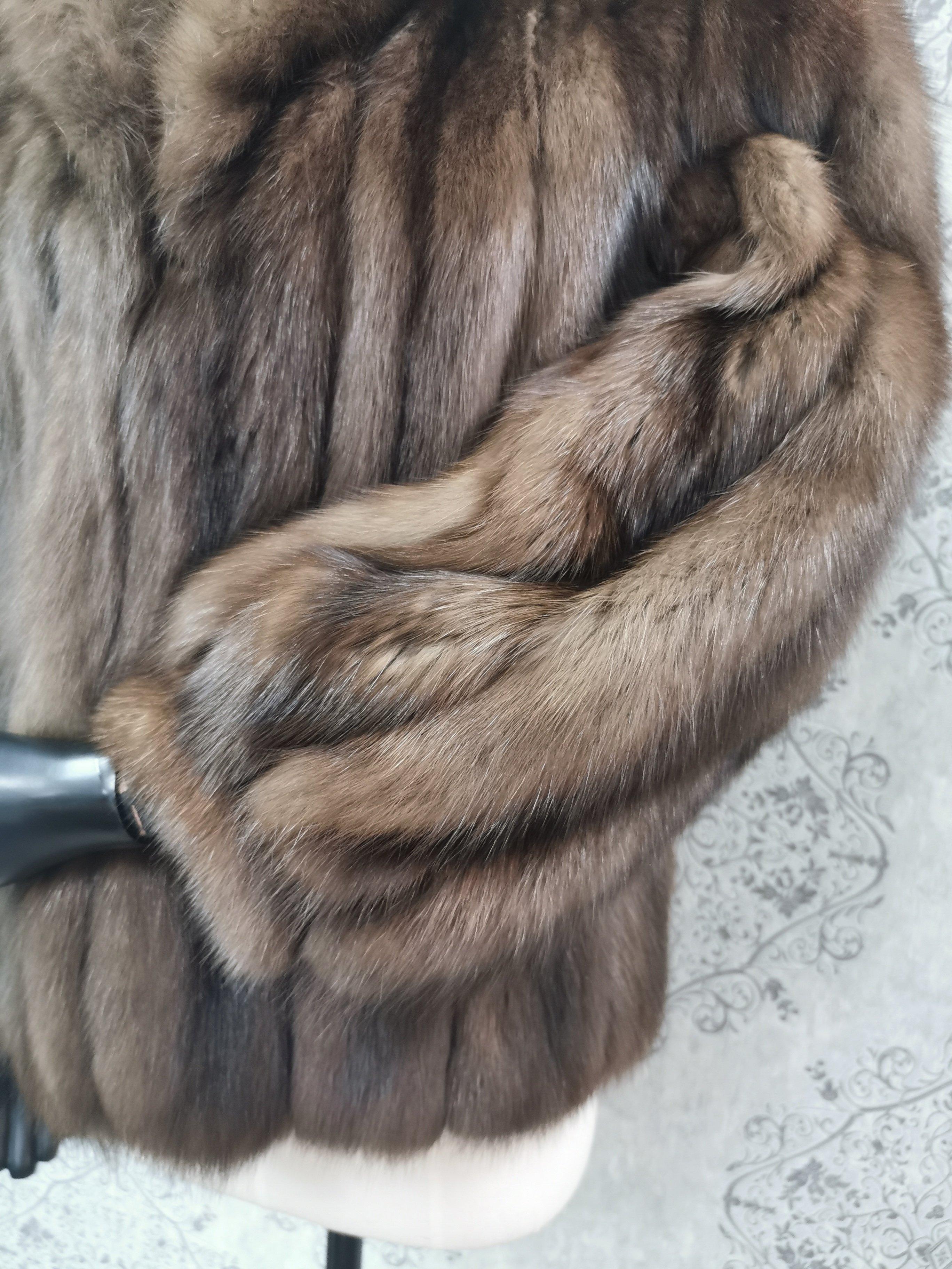 Brown Russian sable Fur Jacket (Size 6 - Small) For Sale
