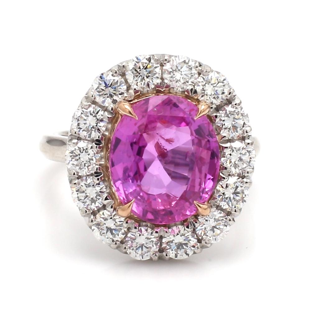 Oval Cut 6.15ct Pink Sapphire Oval Ceylon No Heat AGL certified For Sale