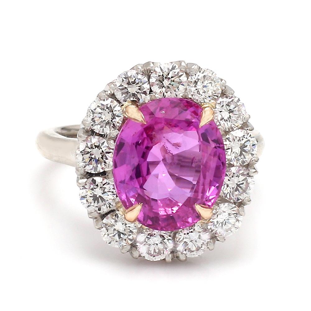 Women's 6.15ct Pink Sapphire Oval Ceylon No Heat AGL certified For Sale