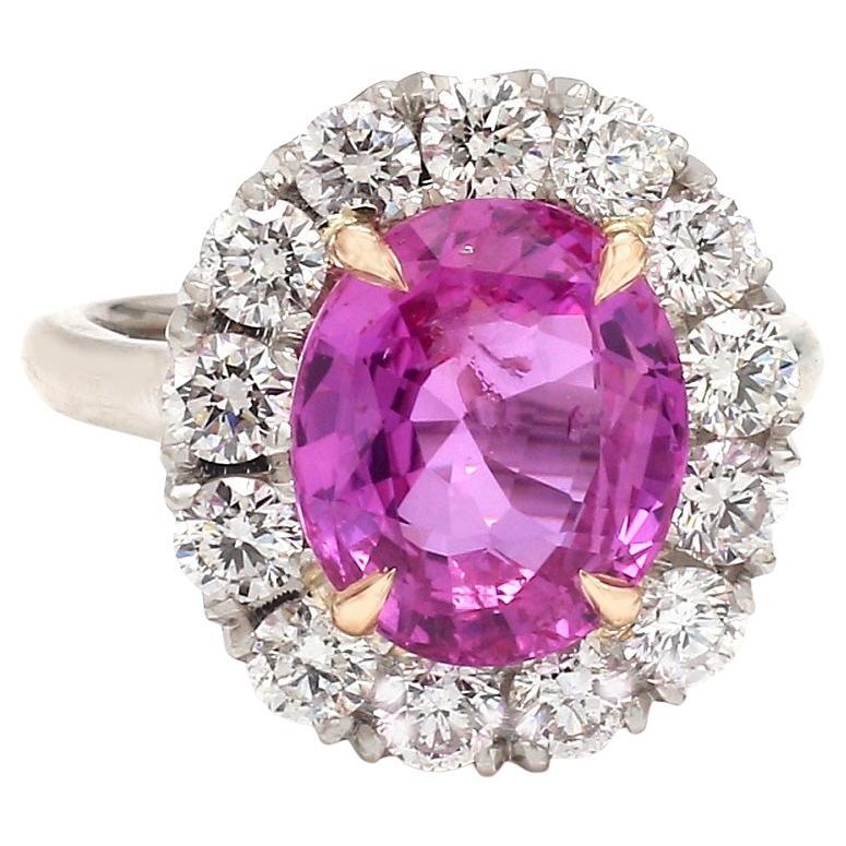 6.15ct Pink Sapphire Oval Ceylon No Heat AGL certified For Sale