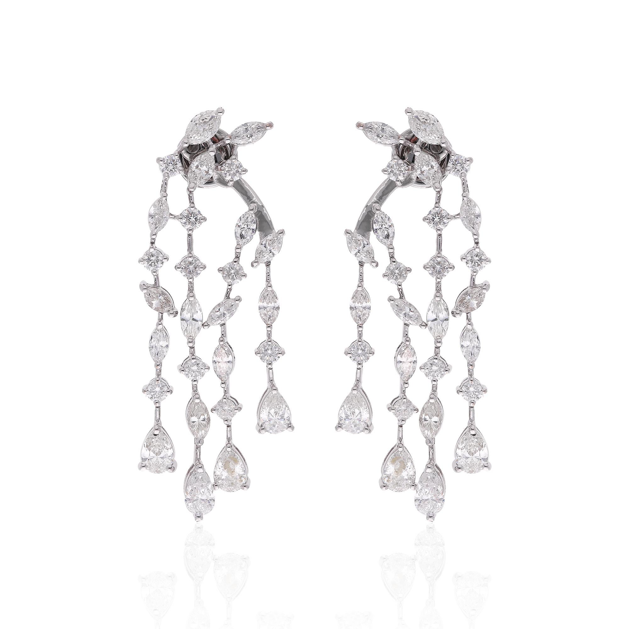 6.15Ct SI/H Pendientes de Gota de Diamante Natural 14k Oro Blanco Joyería Fina en Nuevo estado para la venta en Diera, Dubai