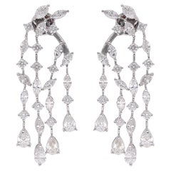 6.15Ct SI/H Natural Diamond Jacket Drop Earrings 14k White Gold Fine Jewelry (Boucles d
oreilles pendantes en or blanc)