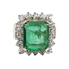 6.16 Carat Emerald 2.3 Carat Diamond Ring
