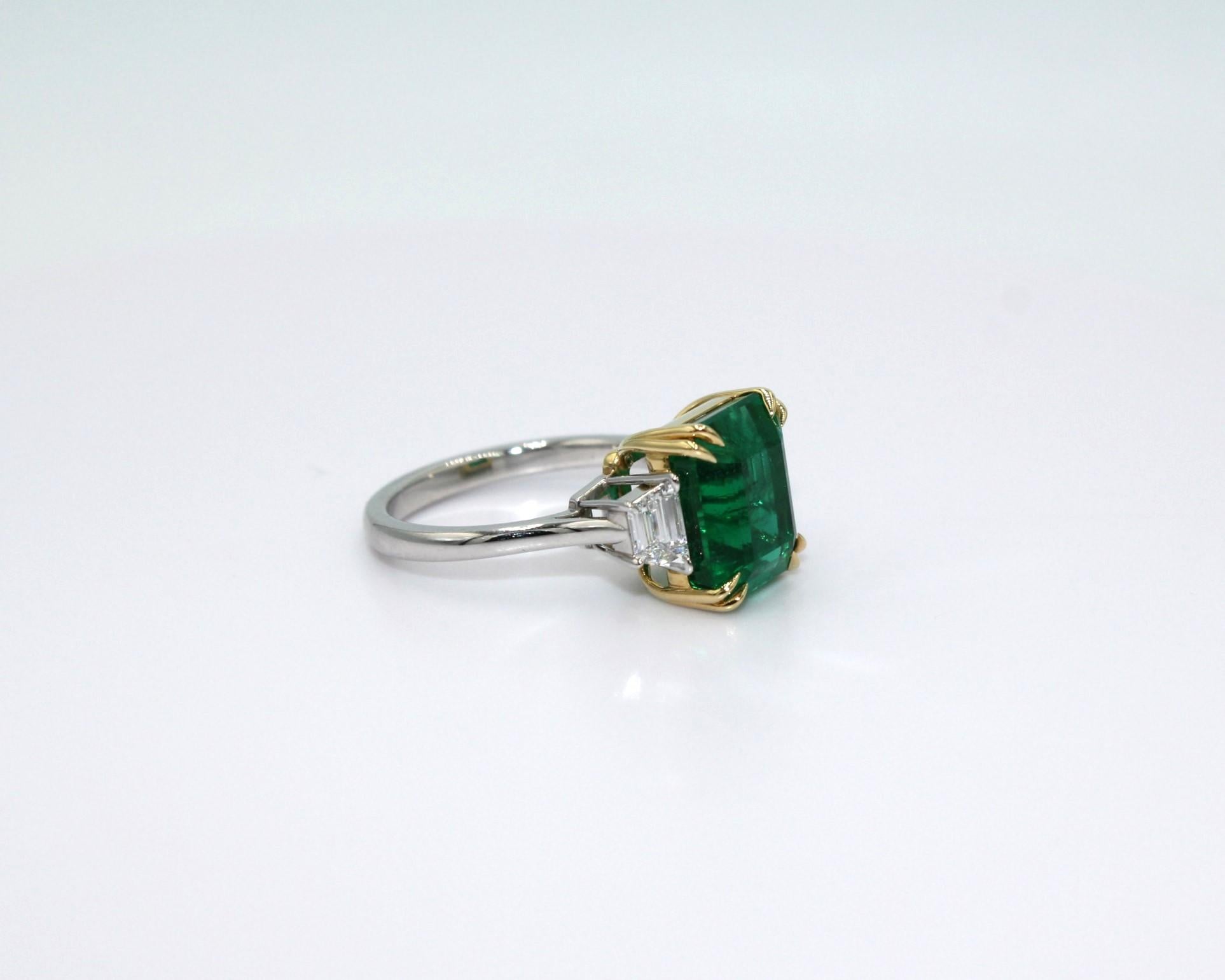 6.16 Carat Emerald Diamond Ring  For Sale 1