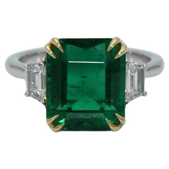 6.16 Carat Emerald Diamond Ring  For Sale