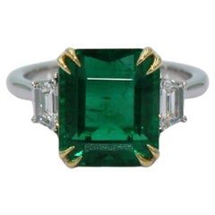 6.16 Carat Emerald Diamond Ring 