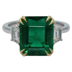6.16 Carat Emerald Diamond Ring