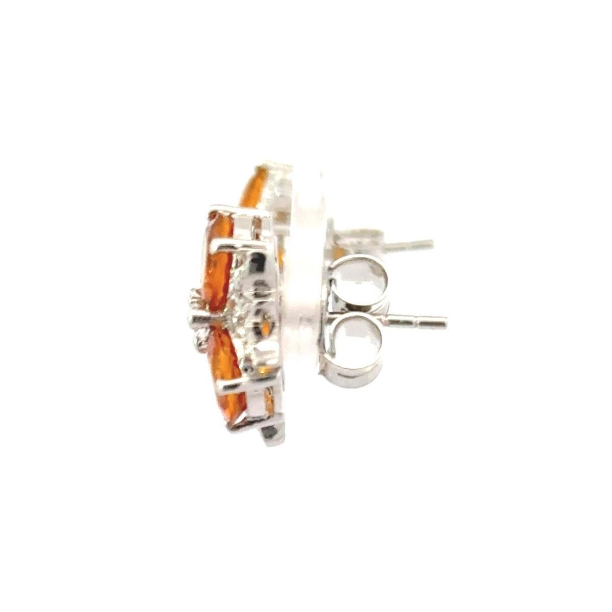 6,16 Karat natürliche Citrin drei Stein Ohrstecker für Muttertag in Silber (Art déco) im Angebot