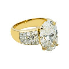 6.16 Carat Oval Diamond Ring Brilliant White  18K Gold Signature Sophistication
