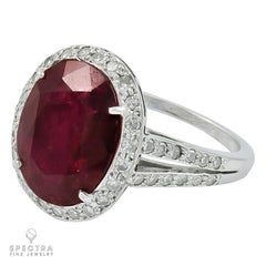 Spectra Fine Jewelry Certified 6.16 Carat Unheated Ruby Diamond Ring