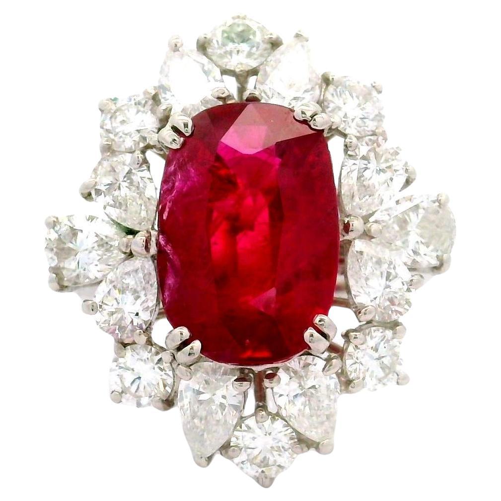 6.16 Carat Ruby Diamond Platinum Ring