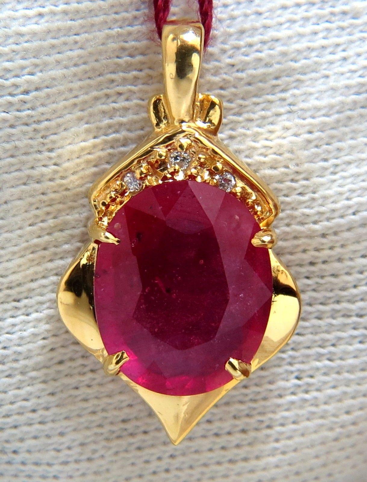 6.16 Carat Ruby Pendant 14 Karat Vivid Red In New Condition In New York, NY