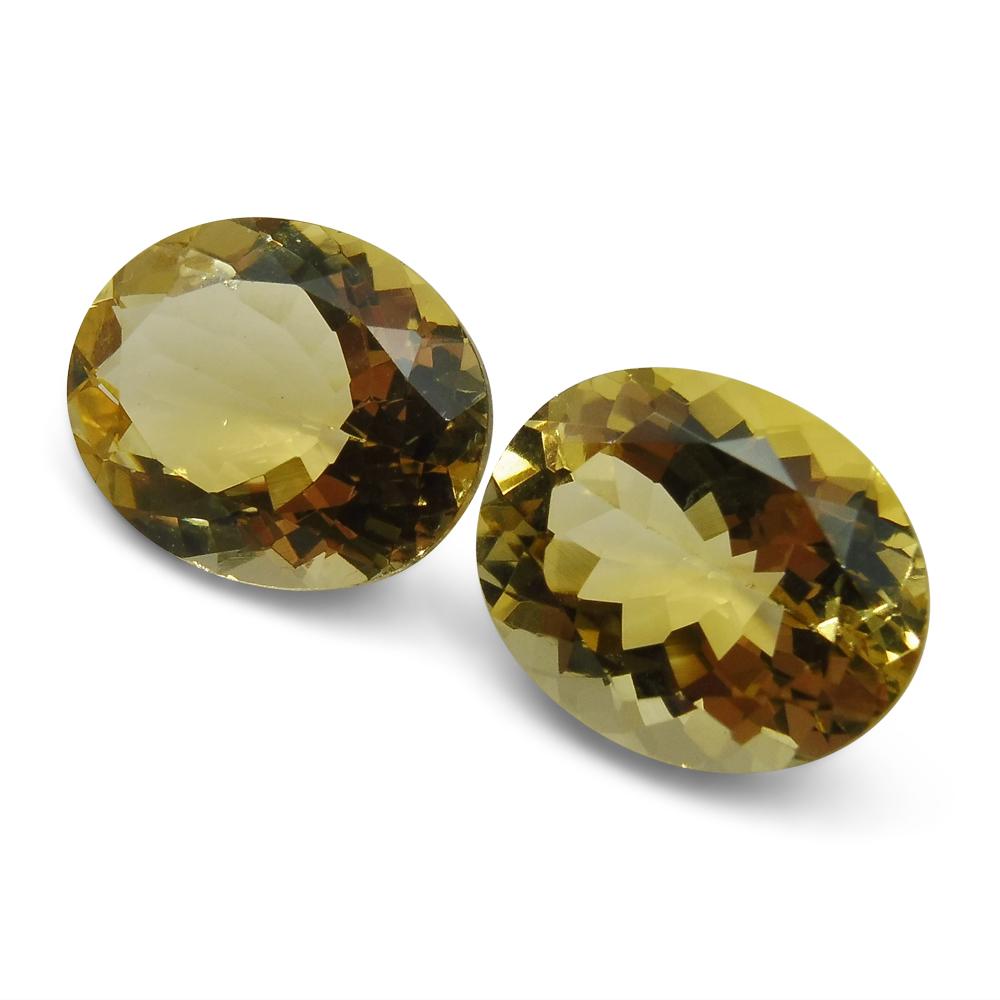 Oval Cut 6.16 ct Pair Oval Heliodor/Golden Beryl CGL-GRS Certified For Sale