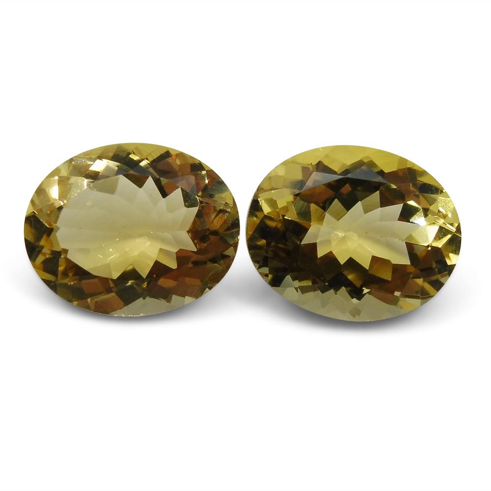 6.16 ct Pair Oval Heliodor/Golden Beryl CGL-GRS Certified In New Condition For Sale In Toronto, Ontario