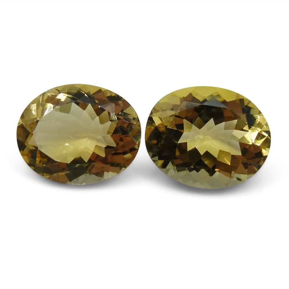 6.16 ct Pair Oval Heliodor/Golden Beryl CGL-GRS Certified For Sale 1