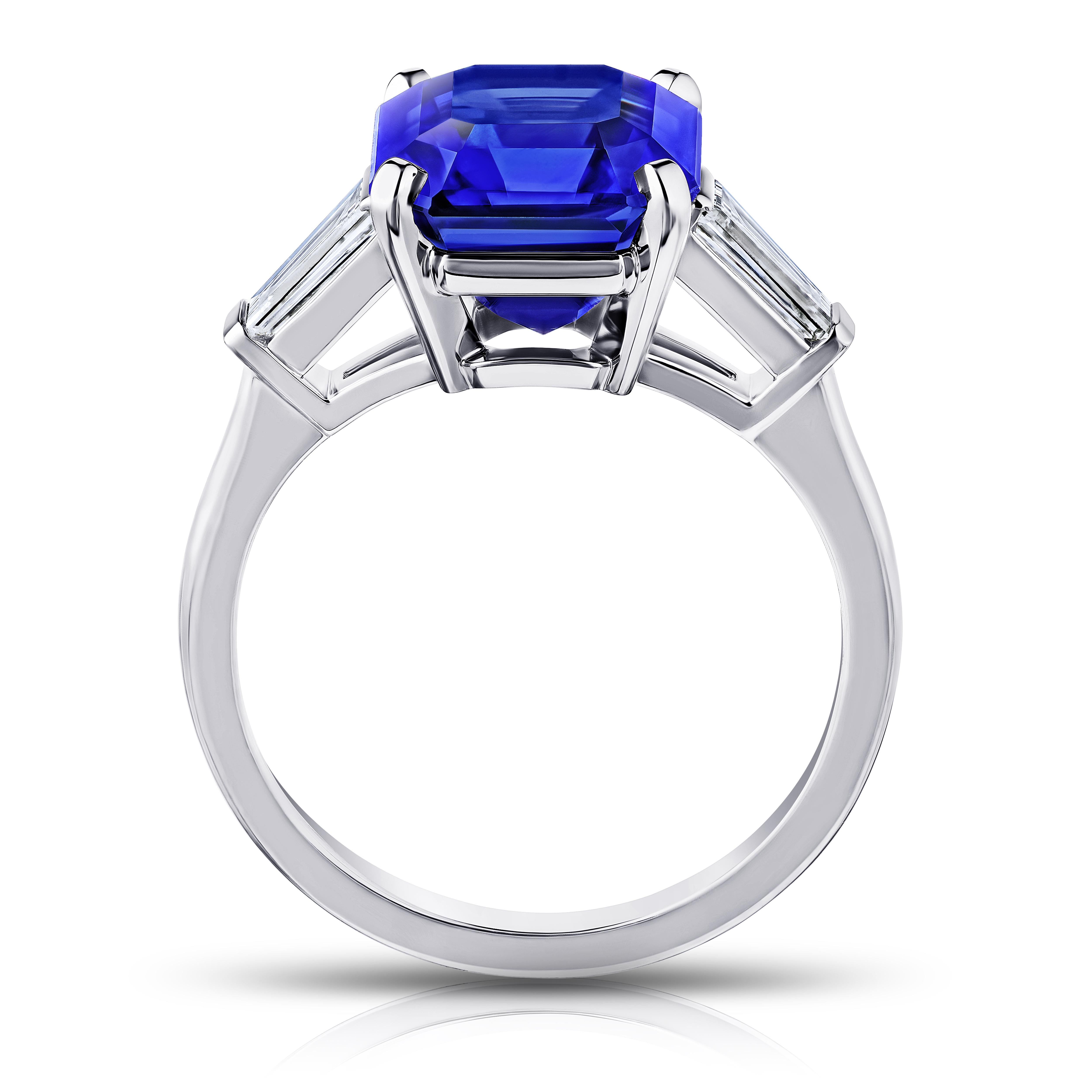 Ring 6,16 Quadratischer Smaragd Blauer Saphir und Diamant (Zeitgenössisch) im Angebot