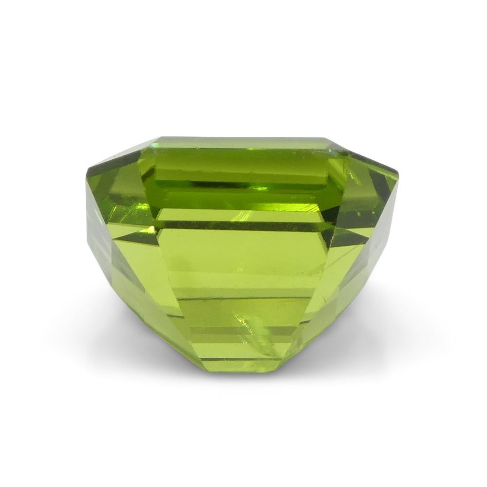 6.16ct Emerald Cut Yellowish Green Peridot from Sapat Gali, Pakistan For Sale 5