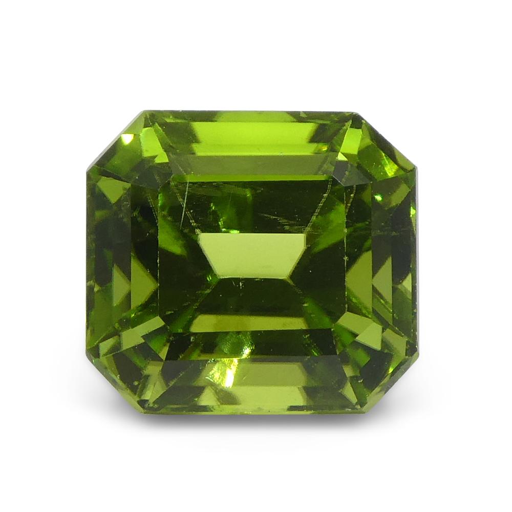 6.16ct Emerald Cut Yellowish Green Peridot from Sapat Gali, Pakistan For Sale 1