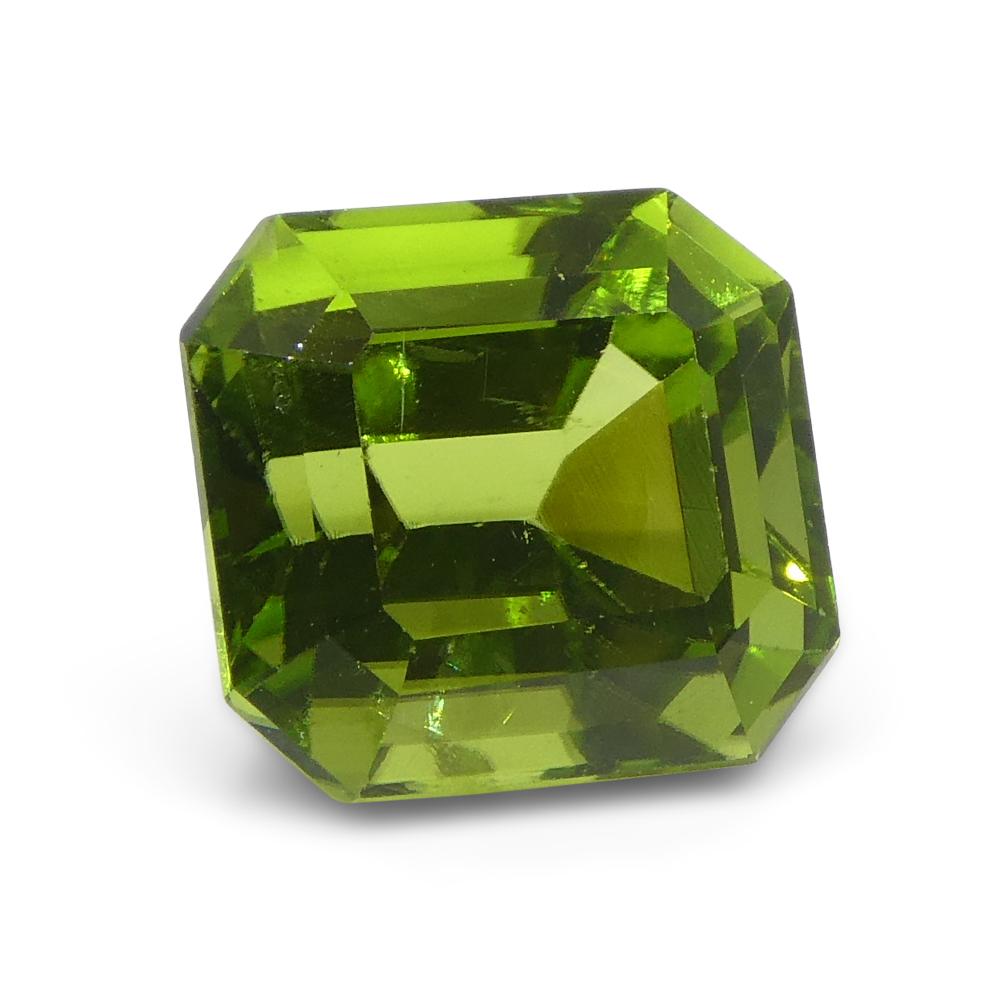 6.16ct Emerald Cut Yellowish Green Peridot from Sapat Gali, Pakistan For Sale 2