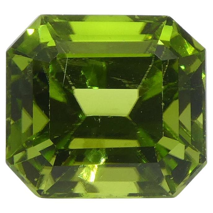6.16ct Emerald Cut Yellowish Green Peridot from Sapat Gali, Pakistan For Sale